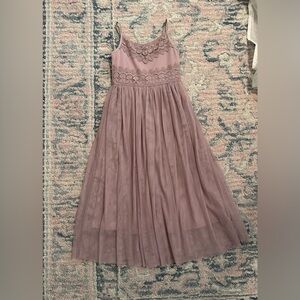 Sleeveless Girls Dusty Mauve Lace & Tulle Special Occasion Dress